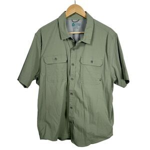 Sierra Designs Shirts Men's XL Olive Green Cotton Stretch Short Sleeve Button Up